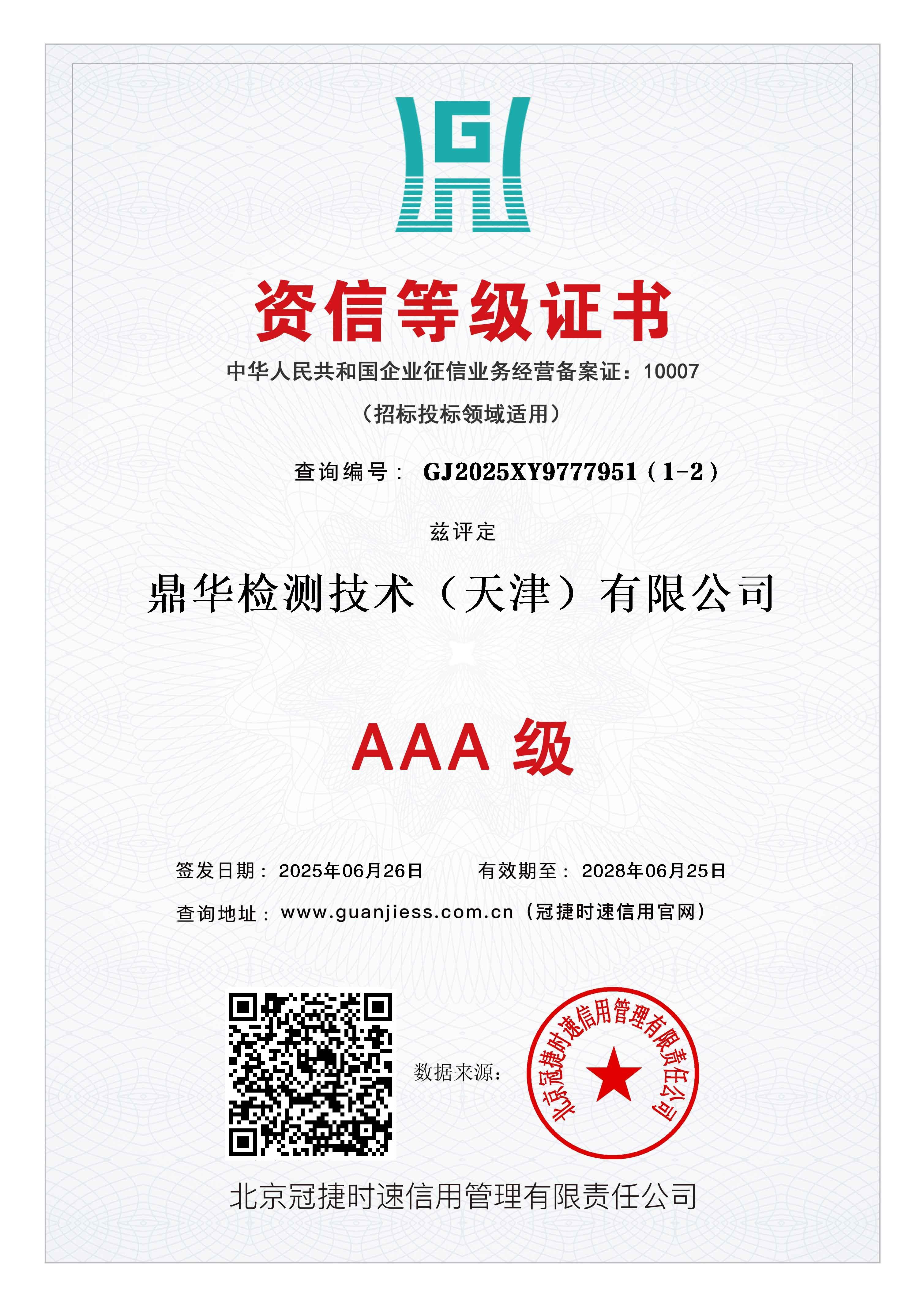 资信等级证书